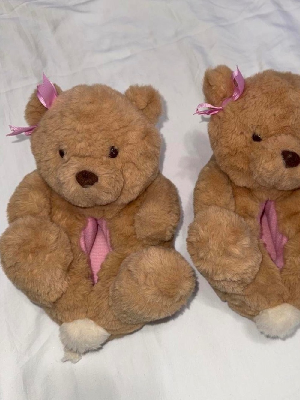 Girls' Tan/pink bear Slippers